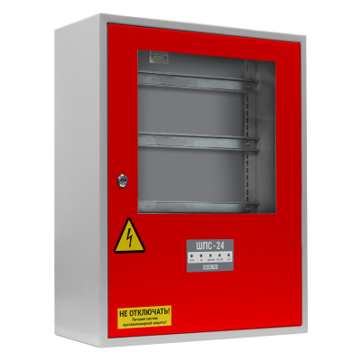 Шкаф для установки приборов системы "Орион" на DIN рейки ШПС-24 исп.11 красная дверь для систем безопасности